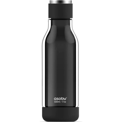 Asobu 500 мл черна двустенна бутилка от стъкло-тритан asobu от серия inner peace