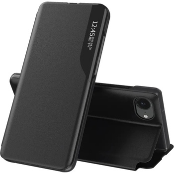 HQWear Елегантен калъф Eco Leather View Case с капак и стойка за iPhone 16e - черен (5907769376849)