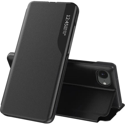 HQWear Елегантен калъф Eco Leather View Case с капак и стойка за iPhone 16e - черен (5907769376849)