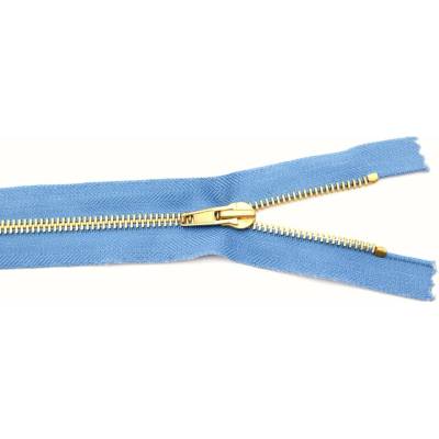 Jeans zipsy mosadzné č. 5 nedeliteľné - dĺžka 10 cm - 25 cm 18 cm šedomodrá