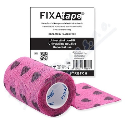 FIXAtape STRETCH samofix.obi.7.5x450cm růžo.srdce
