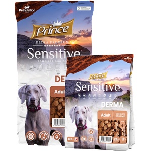 Petnutrition Гранули за чувствителни кучета с кожни проблеми prince sensitive derma 4kg - за средни и едри породи