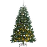 vidaXL Изкуствена коледна елха с шарнири, 300 LED и топки, 240 см (3210166)