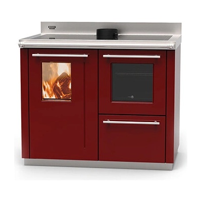 Thermorossi BOSKY F30 SQUARE EVO5 "READY TO START" na drevo s teplovodným výmenníkom Bordová