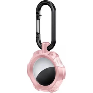 JC Удароустойчив силиконов ключодържател за Apple AirTag - JC AirTag Rugged Silicone Keyring (розов)