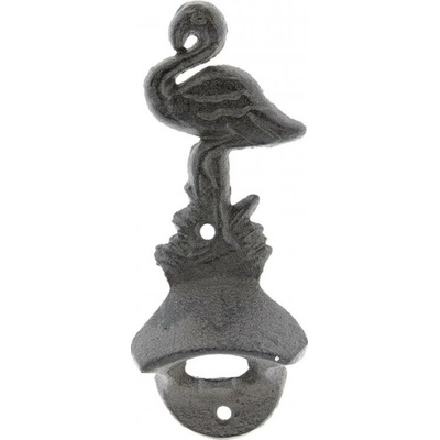 Nástěnný litinový otvírák na láhve Plameňák – 7x4x16 cm