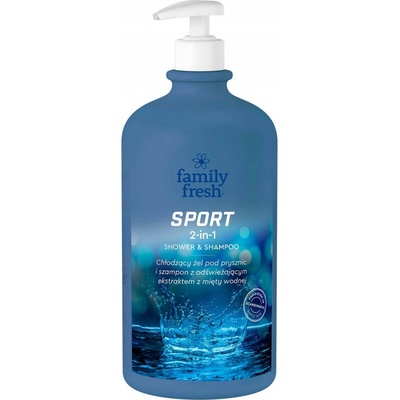 Family Fresh, Sport 2v1 Sprchový a šampónový chladivý sprchový gél 1000 ml