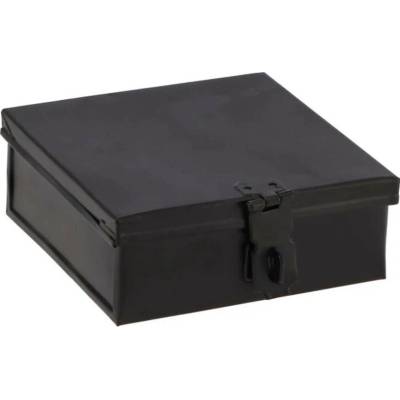 Černý antik kovový úložný box/ krabička Amber Doos - 12*12*5 cm - daan kromhout
