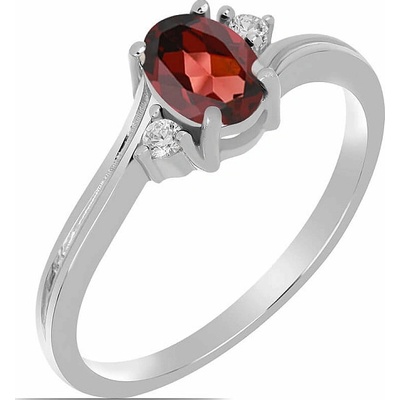 Nefertitis Prsten stříbrný s broušeným granátem a zirkony 026295 GT