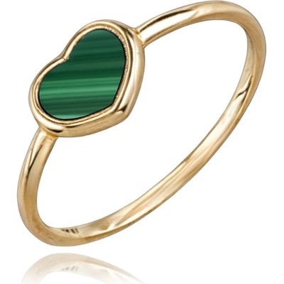 Minet JMG0202GGR Zlatý prsten srdíčko se zeleným malachitem