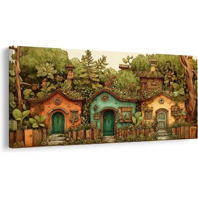 Obraz rustikální domky a zeleň - 80x40