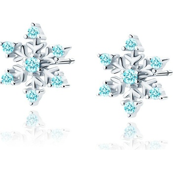 OLIVIE strieborné náušnice MODRÁ SNEHOVÁ VLOČKA 5281