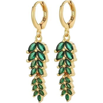 HARAHU Обици mi-35492 - Златна / Зелена kp35492 (mi-35492)