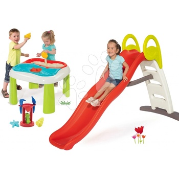 Smoby šmykľavka Toboggan Funny a stôl na hranie Voda&Piesok s mlynom