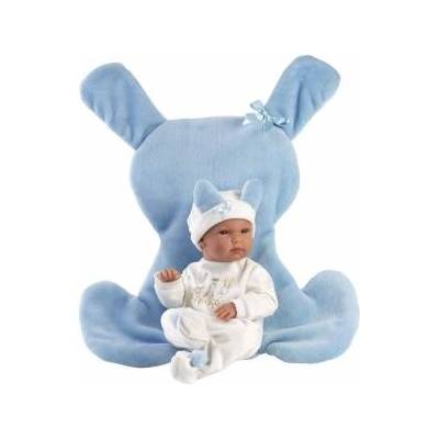 Llorens Vinyl doll babas Bimbo with blue cushion35cm