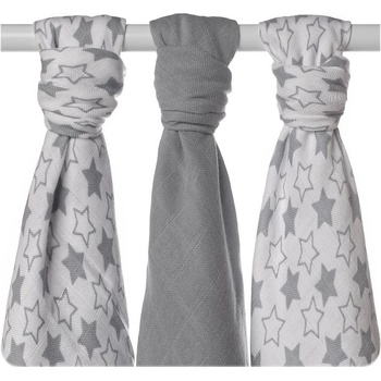 Kikko Bambusové pleny XKKO BMB 70 x 70 Little Stars Silver MIX 3 ks