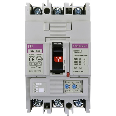 CB Elektro Istič kompaktný 3-pólový 125A 25kA Nastaviteľný Rada:EB2 (ETI)
