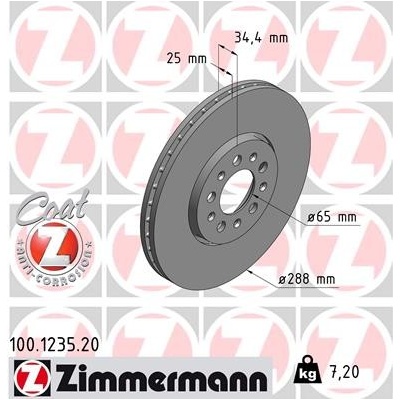 ZIMMERMANN Brzdový kotúč 100123520