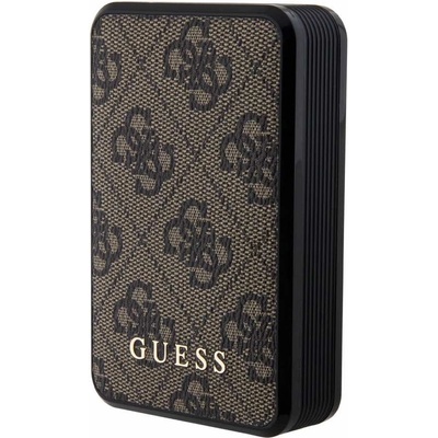 GUESS PU 4G Power Bank 10000 mAh 18W - преносима външна батерия с USB-C порт, USB-A изход и технология за бързо зареждане (кафяв)