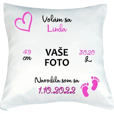 FOTOpošta Vankúš s fotkou Narodila som sa 40x40
