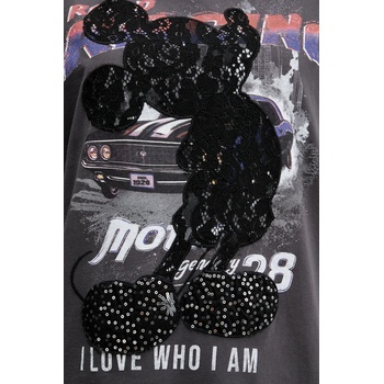 Desigual Памучна тениска Desigual MICKEY LACE дамска в сиво 25WWTK56 (25WWTK56)