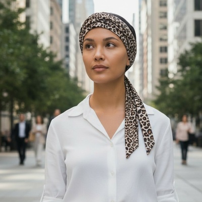 Ebbie bavlněný turban-style LEOPARD