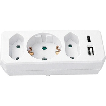 Image 1 of VITO АДАПТЕР 3 ГНЕЗДА vito combi 16a usb-a 3.1a usb-c ДЕТСКА ЗАЩИТА БЪРЗО ЗАРЕЖДАНЕ БЯЛ (8002940)