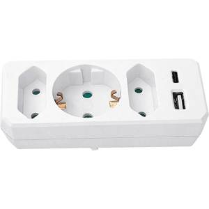 VITO АДАПТЕР 3 ГНЕЗДА vito combi 16a usb-a 3.1a usb-c ДЕТСКА ЗАЩИТА БЪРЗО ЗАРЕЖДАНЕ БЯЛ (8002940)