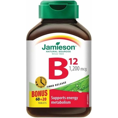 Jamieson B12 Vitamín 1200 µg s postupným uvoľňovaním 80 tabliet