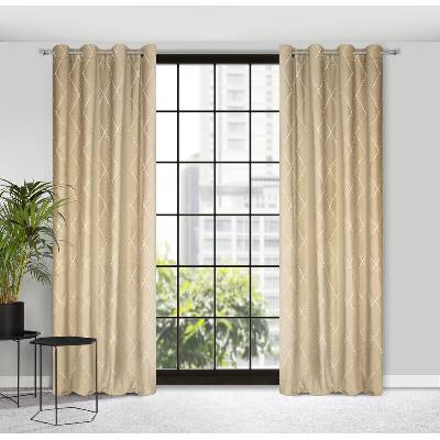 Takoy PIERRE CARDIN Závěs MARGO z francouzského sametu zdobený výšivkou do kosočtverců 140 x 250 cm-HF-389716 | 140 x 250 cm