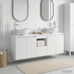vidaXL Комплект шкафове за баня 3 бр. Бяло 129 x 35 x 80 см (3405617)