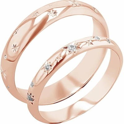 Eppi Snubní prsteny s ruční rytinou hvězd a diamanty Elia RW45490