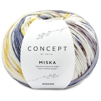MISKA SOCKS Katia Farby MISKA: 104 modrá-camel-žltá