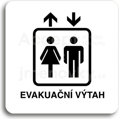 ACCEPT Piktogram evakuační výtah - bílá tabulka - černý tisk bez rámečku