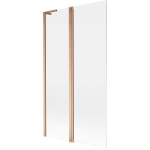 Mexen Mist L параван за вана, двукрилен 100 x 150 cm, прозрачен, четкана мед - 8A9L-100-011-65-00 (8A9L-100-011-65-00)