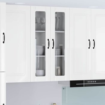 vidaXL Стенен стъклен шкаф LUCCA Бял гланц 60 x 31 x 100 см (885179)