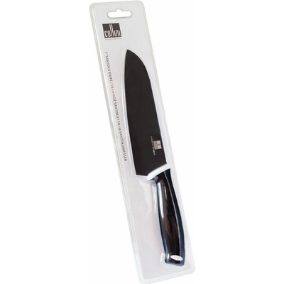 Nôž kuchynský Santoku Sandrik Berndorf oceľ čepeľ 9 cm Collini teflónový čierny