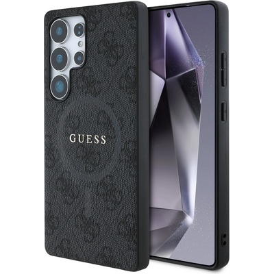 GUESS Гръб Guess за Samsung Galaxy S25 Ultra, PU, Leather 4G, Colored Ring MagSafe Case, Черен