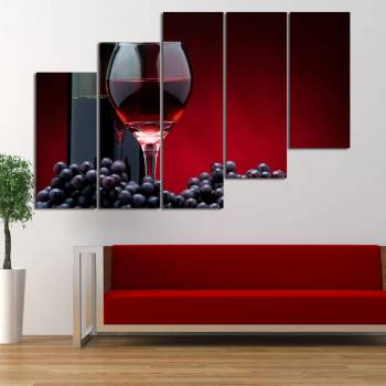 Vivid Home Декоративни панели Vivid Home от 5 части, Вино, PVC, 110x65 см, 8-ма Форма №0907