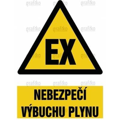 Grafiko | Nebezpečí výbuchu EX - Text obrázku Nebezpečí výbuchu plynu, Materiál Samolepící PVC folie, Rozměr 210x148mm
