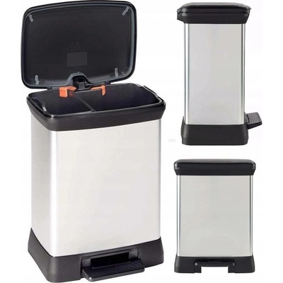 CURVER 02165-582 DECO BIN DUO 18 l + 10 l Odpadkový koš stříbrný