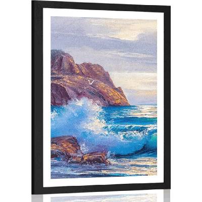 Plakát s paspartou ráno na moři - 60x90 silver
