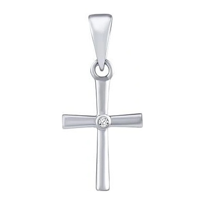 SILVEGO Stříbrný přívěsek křížek Diniel s čirým Brilliance Zirconia MW1178P