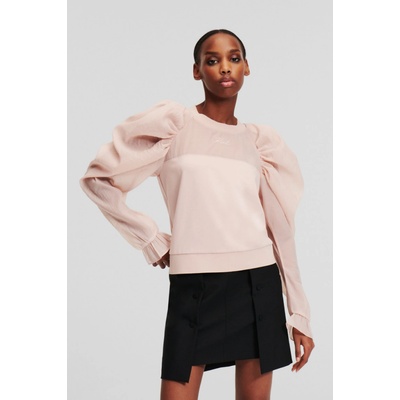 Karl Lagerfeld Organza Sleeve Seatshirt Rose Smoke
