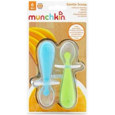 Munchkin Dětská lžíce Silikonové lžičky zelená/modrá 2 ks