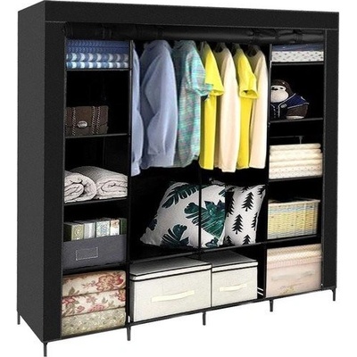Ruhhy 23740 Dvojitá skříň na oblečení 170 x 170 x 42 cm černá – Zboží Dáma
