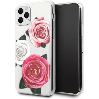 GUESS iPhone 11 Pro transparent hardcase Flower Desire Pink & White Rose (GUHCN58ROSTRT)