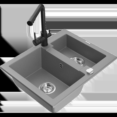 Carlos гранитна мивка 1, 5-коморна с кухненски смесител Duero, сива - 6518-71-671600-70 (6518-71-671600-70)