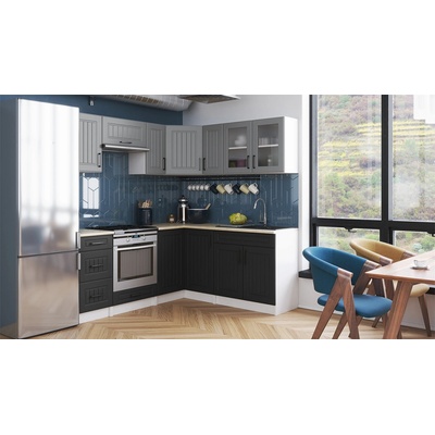 FRONTI Rohová kuchyňská linka ROTIZA CHOCO - Popel/Grafit