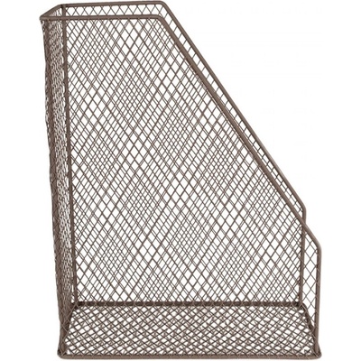 Hnědý železný stojan na časopisy a noviny ve tvaru šanonu – 23x11x30 cm